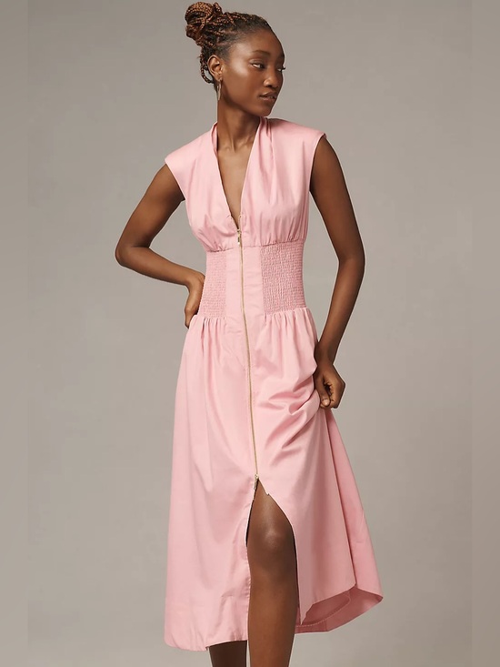 Anthropologie Dresses & Skirts - NWT Anthropologie Maeve Tommie Zip Front Midi Dress Mauve Pink Pockets S Small